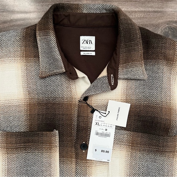 ZARA Man Brown And White Flannel - Picture 2 of 5